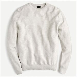 J. Crew Cotton Crewneck Sweater Garter Stitch Light Gray Lightweight Size Medium